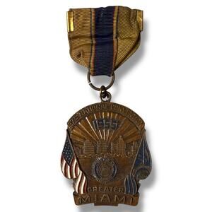 Vintage American Legion 1955 37th National Convention Medal Greater Miami Patina